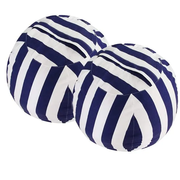 Miaowater 2 PCS Stuffed Animal Storage Bean Bag Chair Cover, Cotton Canvas Beanbag with Zipper for Organizing Kid's and Adults Room Vertical Stripe Blue 24