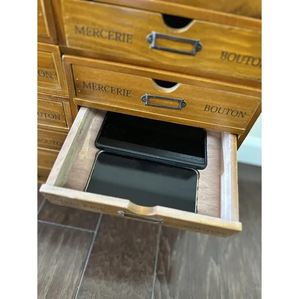 5-Piece Vintage Wooden Chest Organizer Set - Single to 5-Drawer Storage Chests - Stackable or Standalone