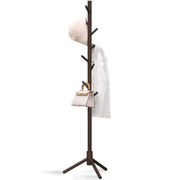 Z&L HOUSE Coat Rack Freestanding, Pure Natural Solid Wooden Coat Tree, 8 Hooks And Adjustable Height Floor Hanger, Used In The Bedroom Living Room Office To Hang Clothes, Hats, Bags