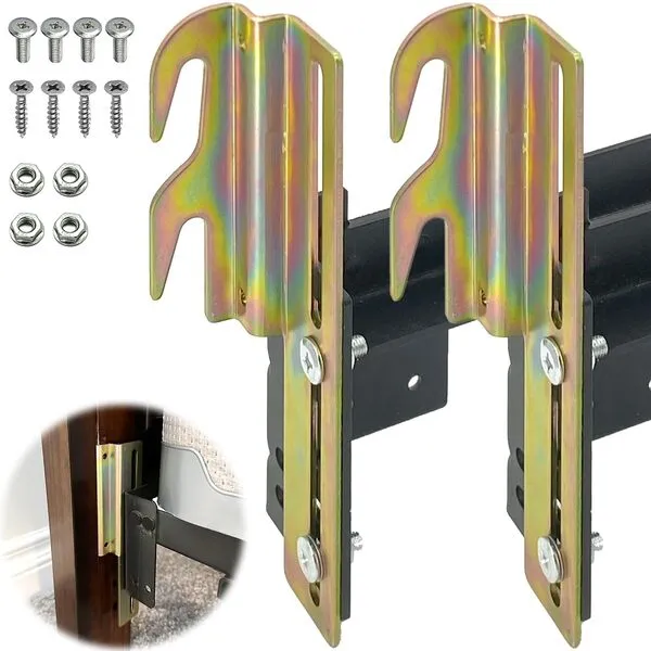 POROHOM 2Pcs #711 Bolt-On to Hook-On Bed Frame Conversion Brackets with Hardware Hook Plate,Headboard Hook Set, Hook on Bed Rails, Hook on Bed Frame Brackets