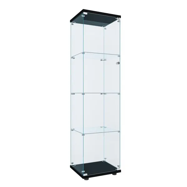 FLYMUHJIA Curio Cabinet Glass Display Case for Collectibles with Door, 4 Display Shelves Showcase, 64.2”Hx16.9\'\'Lx 14.6\'\'W Black