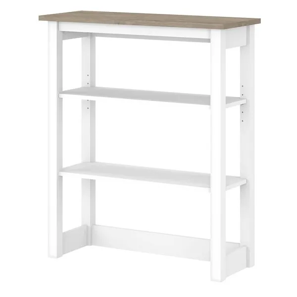 Bush Furniture Mayfield Tall Hutch Organizer in Pure White and Shiplap Gray | Storage for Home Office Workspace