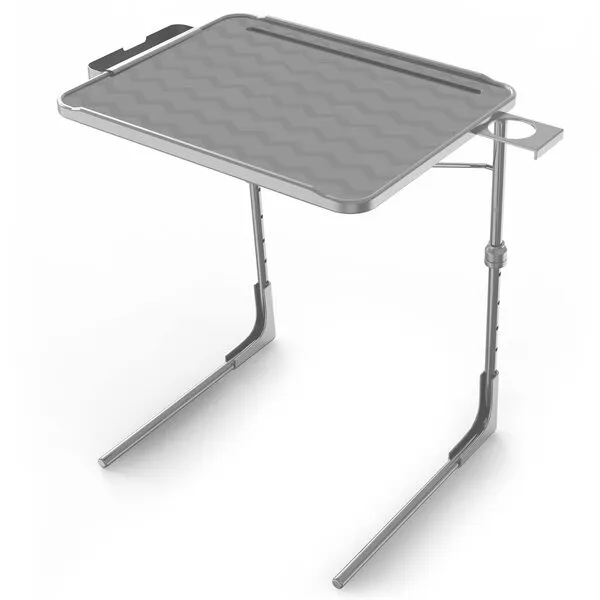 Table-Mate II PRO TV Tray Table - Folding Table with Cup Holder and Tablet Slot- Couch Desk for Working from Home, TV Trays for Eating, Portable and Adjustable TV Table, Slate Gray
