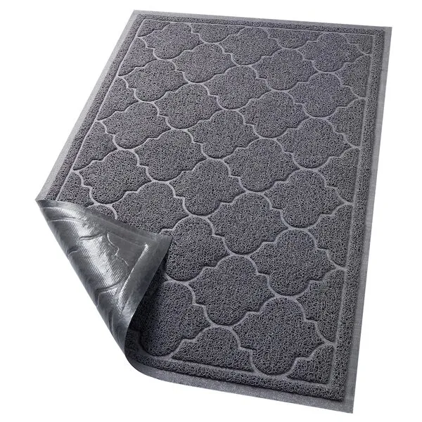 LuxStep Door Mat Large 24x36 Inch Indoor Outdoor Doormat, Non-Slip Low-Profile Design Floor Mat, Durable Trap Dirt and Dust Front Door Welcome Mat for Entryway,Patio,Garage, Grey