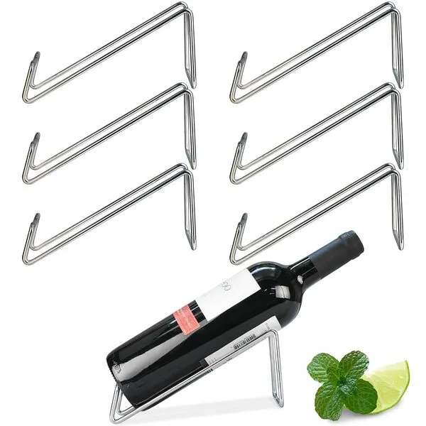 SuproBarware Wine Rack Set of 6- Stainless Steel Single Wine Bottle Holder Rack, Stylish Wine Bottle Organizer Great for Wine Lovers