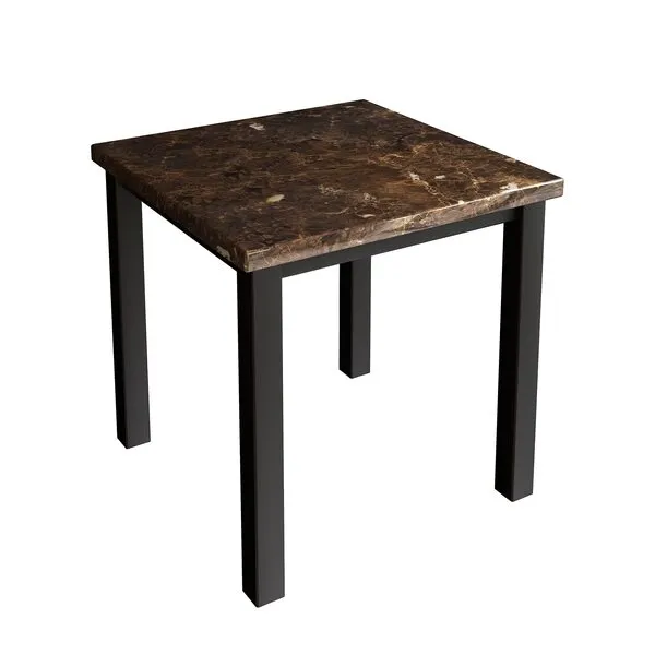 AWQM Faux Marble Coffee Table Set, Occasional Table Set of 3, Includes Accent Table & 2 Sofa Side End Tables for Living Room, Black Metal Frame, Brown