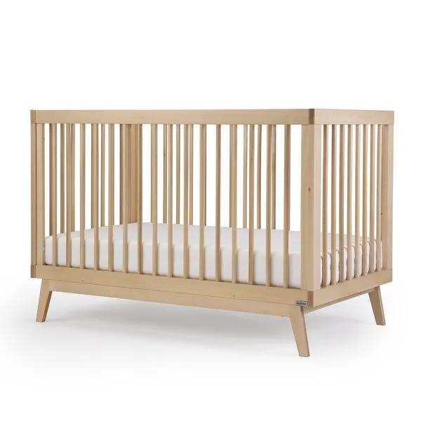 dadada Baby Soho 3-in-1 Convertible Crib to Toddler Bed – Wooden Crib Made in Italy, GREENGUARD Gold Certified Small Baby Crib – Baby-Safe Finish, Modern Design (Natural)