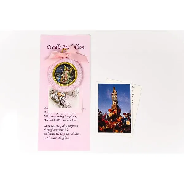 Pink Baby Cradle Medallion for a Girl.
