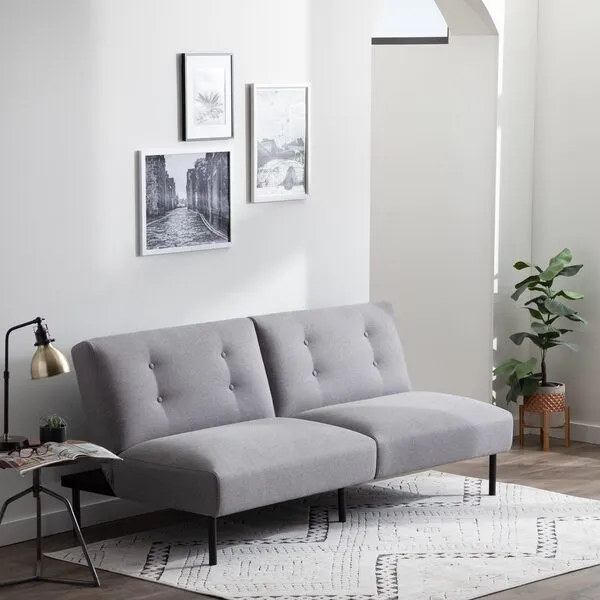 Edenbrook Gilman Futon - Futon Sofa Bed - Futon Couch - Small Futon - Living Room Furniture - Armless Sofa Bed Couch - Sofa – Gray Linen Futon