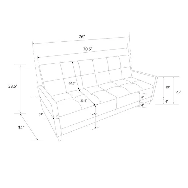 DHP Andora Coil Futon, Camel Faux Leather Sofas