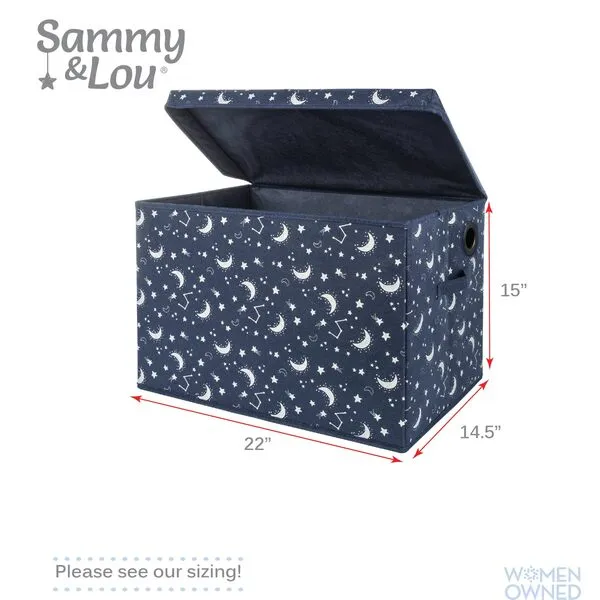 Sammy & Lou Collapsible Felt Soft Toy Box Toy Chest for Toddlers Toy Storage Organizer with Handles and Hinged Lid, 22 x 14.5 x 15 inches, Constellation