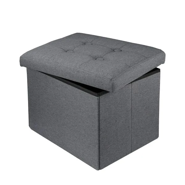 Hamgtrion Ottoman Storage Ottoman Collapsible Ottoman with Storage Foot Rest Small Ottoman Foot Stools Grey L17W13H13inches