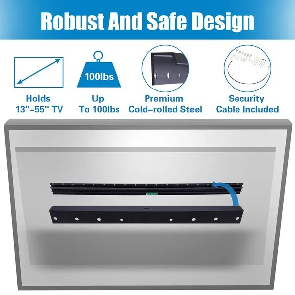 Studless Drywall TV Mount for 12-55 inch TVs, No Stud TV Wall Bracket Max VESA 400x400mm up to 100 lbs Universal Fits Most LED LCD Plasma Flat/Curved Screen TVs & Monitors-Upgraded Bubble Level
