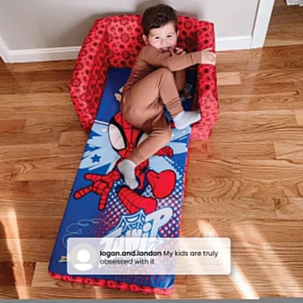 Delta Children Marvel Spidey and His Amazing Friends Cozee Flip-Out Chair - 2-in-1 Convertible Chair to Lounger for Kids
