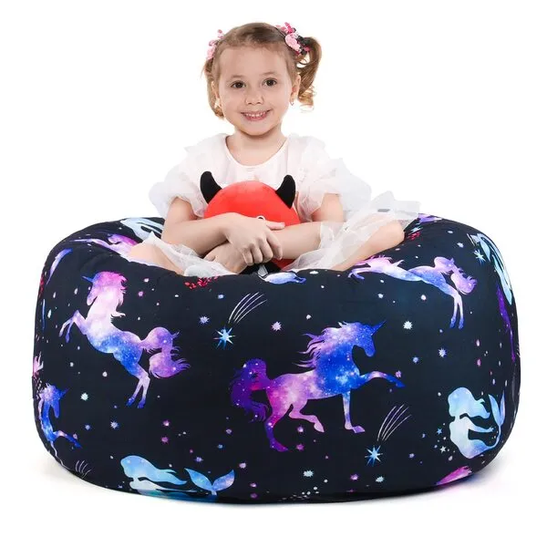 KABOER Bean Bag Cover for Kids,200L Stuffed Animal Storage Bean Bag Chair Cover |Stuffable Zipper Beanbag for Organizing Children Soft Plush Toys (32x29inch)