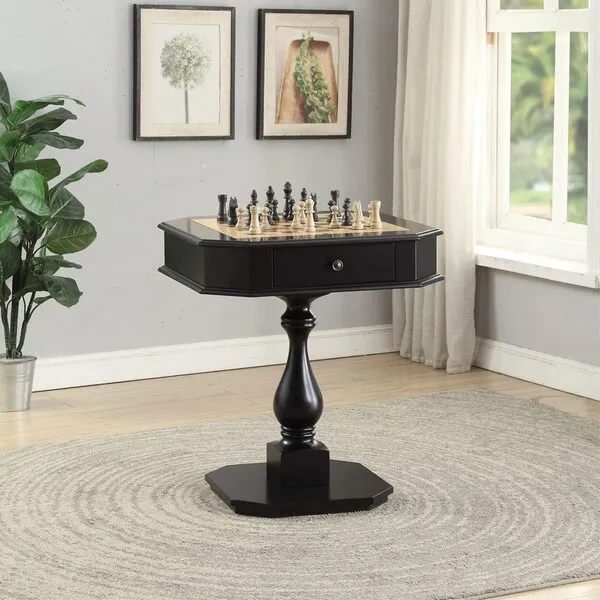 Ergode Bishop Game Table in Black - 3-in-1 Reversible Tray - Storage Drawers