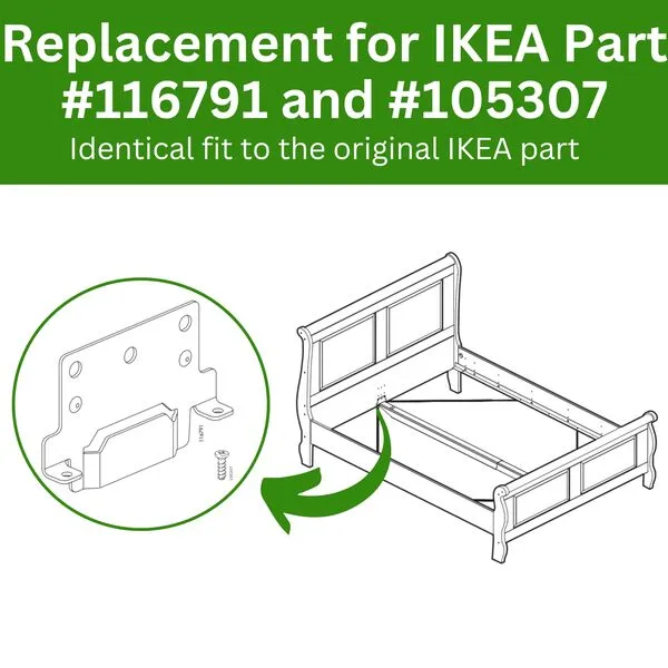 Spare Hardware Parts Replacement for IKEA Bed Frame Part 116791 (Mounting Plate) and 105307 (Screws)