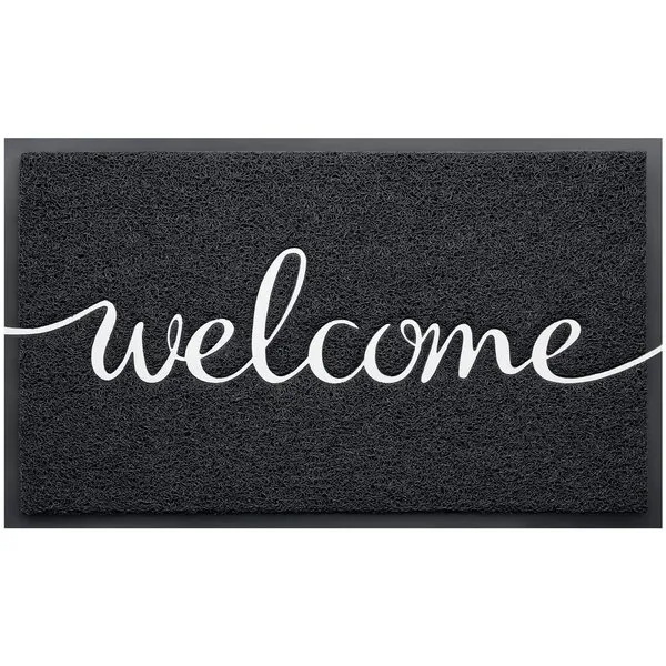 CozyBounty Black Door Mat Welcome Mats Outdoor Indoor Non-Slip Doormat for Entryway Low-Profile Floor Mat for Yard, Garage, High Traffic Areas (30