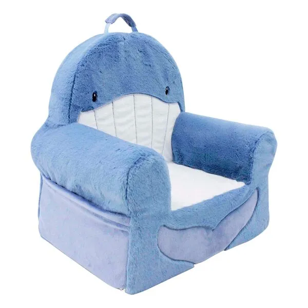 Soft Landing Animal Adventure Sweet Seats, Premium and Comfy Toddler Lounge Chair with Carrying Handle & Side Pockets – Blue Whale