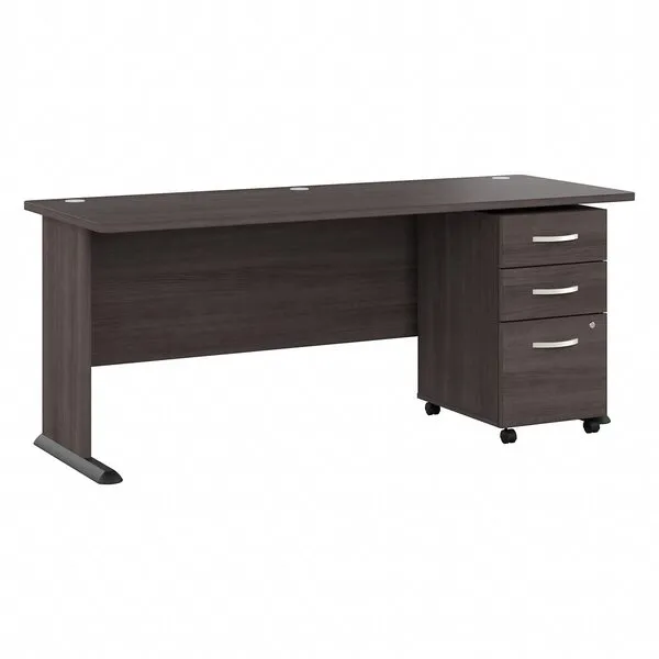 Bush Business Furniture Series A 72W Desk with Mobile File Cabinet, Storm Gray