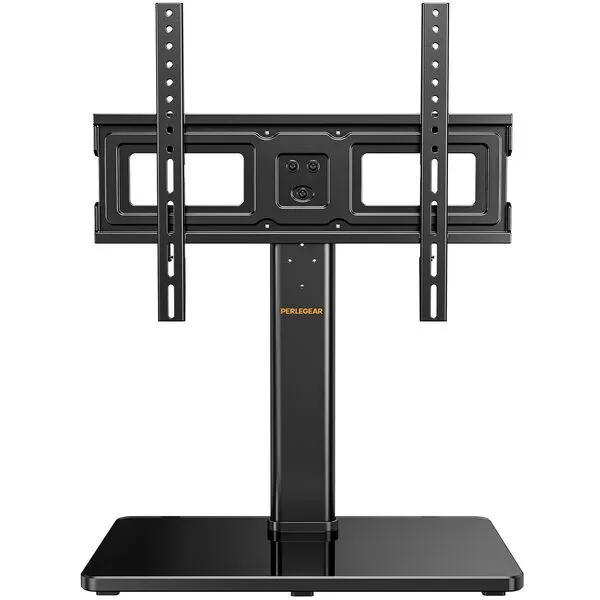 Perlegear Tabletop TV Stand, Universal TV Stand for 23–60 Inch LCD/LED/OLED TVs, Height-Adjustable TV Stand with Tempered Glass Base & Cable Management, VESA 400x400mm, PGTVS02