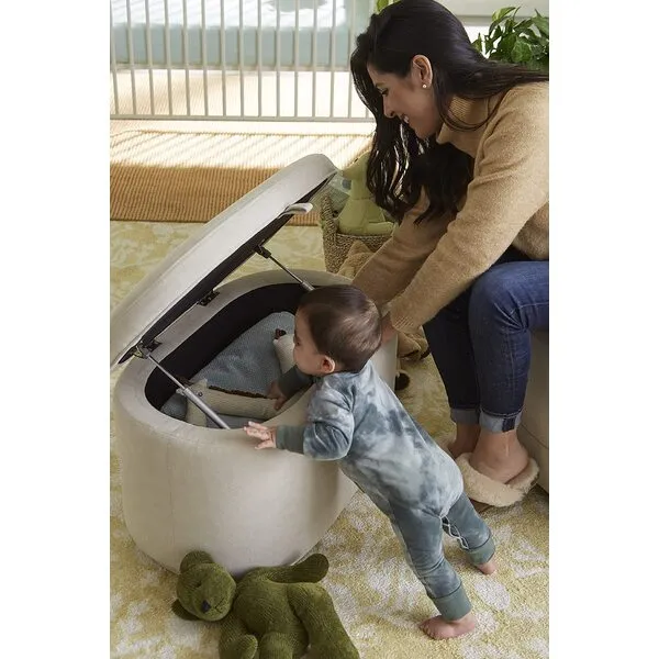Nurture& The Ottoman Premium Quality Storage Ottoman for Nursery with Stain-Resistant Performance Fabric (Ivory)
