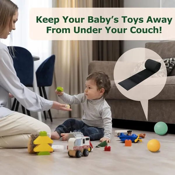 ECOHomes Under Couch Guards Toy Blocker - Strap Barrier for Under Sofa, Bed & Furniture Bottom Stop Things from Going Under | Easy to Install Gap Bumper Stopper for Toys (9 Ft by 1.5 Inch)