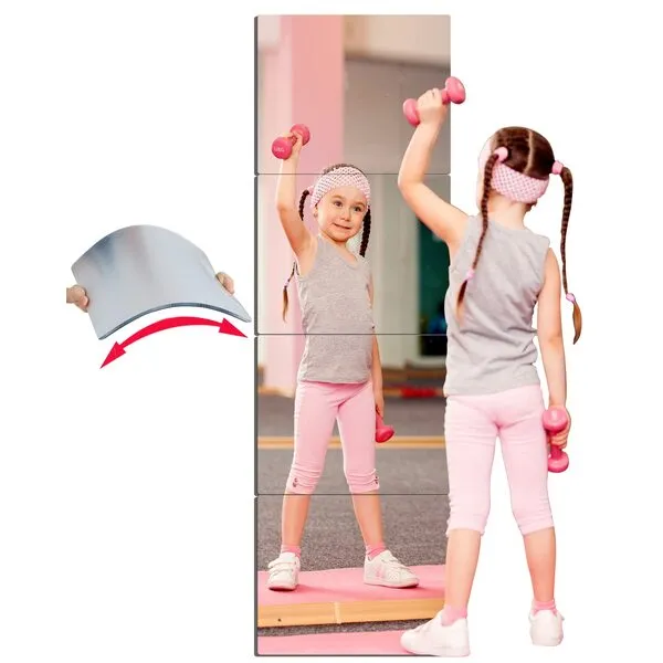 Unbreakable Acrylic Mirror Non-Glass shatterproof Mirror Full Length Wall Gym for Home Mirror Frameless Home Fitness Mirrors (4pcs,12 in x12 in ), Silver