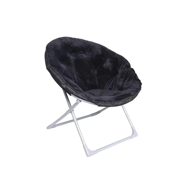 Amazon Basics Faux Fur Saucer Shaped Chair with Metal Frame Black 32.3