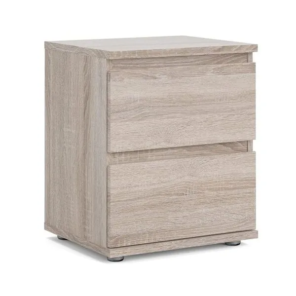 Home Square Contemporary 2 Piece Bedroom Set with 2 Handle-Free Drawer Wood Nightstand Set in Truffle