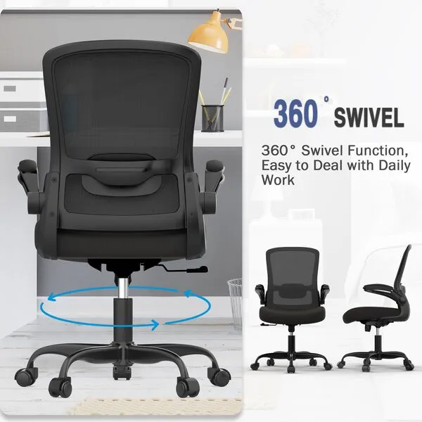 Office Chair, Ergonomic Desk Chair with Adjustable Lumbar Support, High Back Mesh Computer Chair with Flip-up Armrests-BIFMA Passed Task Chairs, Executive Chair for Home Office