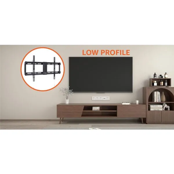 Amazon Basics Low Profile TV Wall Mount with Horizontal Post Installation Leveling for 32-Inch to 86-Inch TVs, Black
