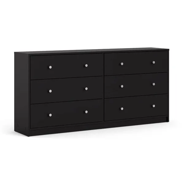 Home Square Engineered Wood 4pc Set of Chest Dresser and 2 Nightstands in Black