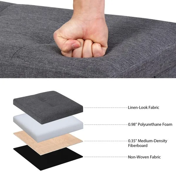 SUPER DEAL 43 Inches Folding Storage Ottoman Bench Storage Chest Footrest with Padded Seat Large Box for Bedroom Living Room Entryway, 660 lbs Capacity 15
