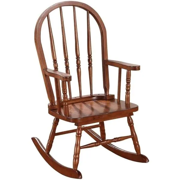 Rosebery Kids Traditional Rubber Wood/Plastic Lumber Rocking Chair in Tobacco