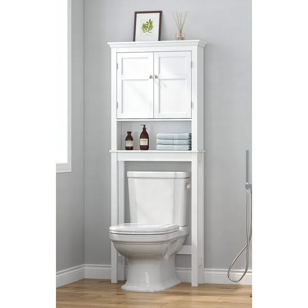 UTEX Over The Toilet Storage Cabinet, Over Toilet Bathroom Organizer with Adjustable Shelves, Above Toilet Storage Cabinet Space Saver, White