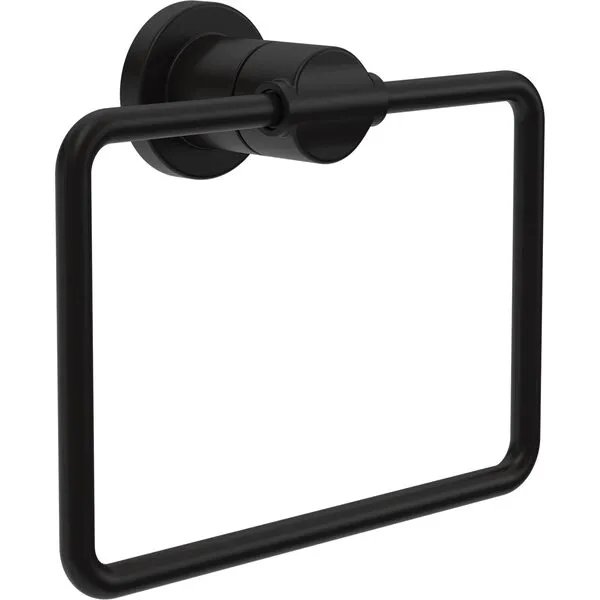 DELTA FAUCET NIC46-MB Nicoli Wall Mount Square Closed Towel Ring Bath Hardware Accessory in Matte Black