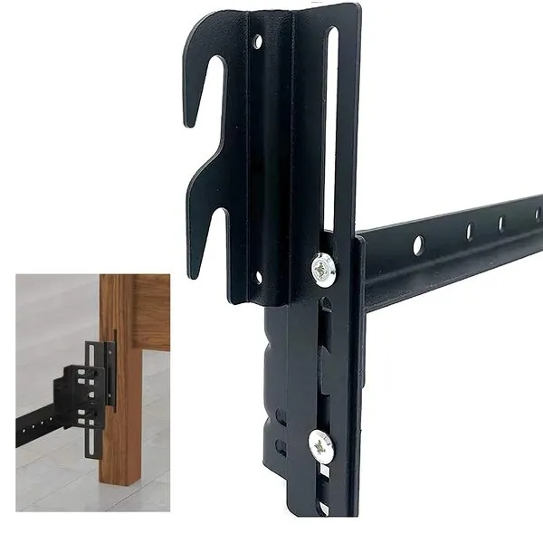 2Pcs #711 Bolt-On to Hook-On Bed Frame Conversion Brackets for Headboard or Footboard,Bed Hook Adapter kit with Hardware, Hook on Bed Rails Brackets(Black)