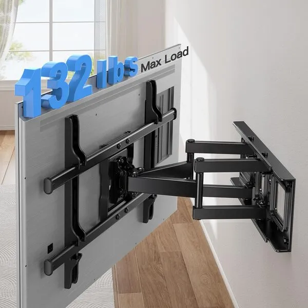 Pipishell Full Motion TV Wall Mount for Most 37-75 Inch TVs up to 132lbs, Wall Mount TV Bracket Articulating Swivel Tilt Extension Leveling Max VESA 600x400mm Fits 12/16