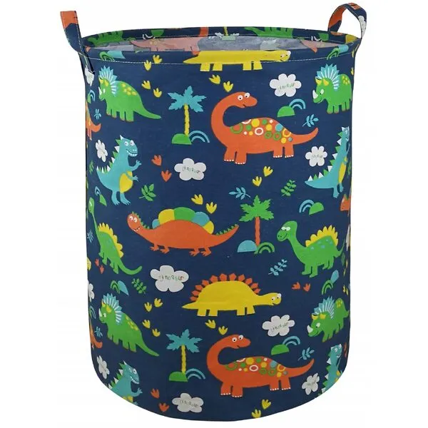 ACMUUNI 19.7 Inch Dinosaur Round Kids Laundry Clothes Hamper Dino Laundry Basket with Handles,Baby Toys Storage Organizer Bins Laundry Gift Basket for Boys and Girls Room, Bedroom Decor