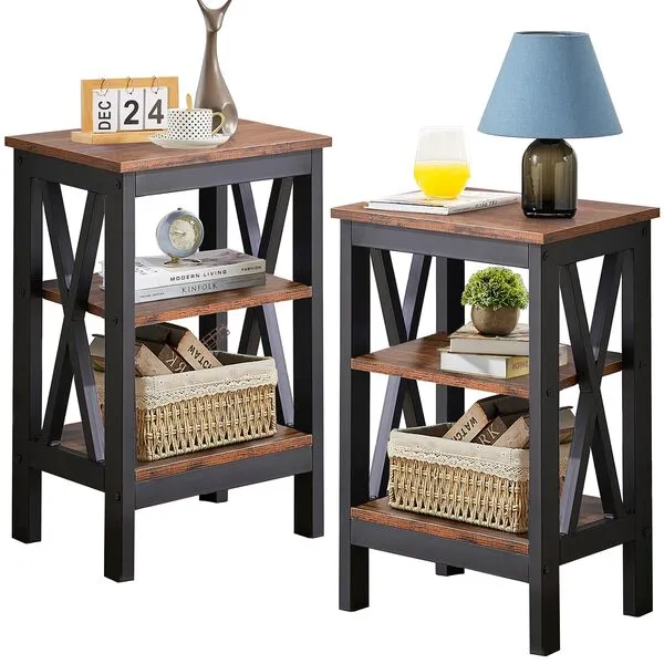 VECELO Nightstands for Living Room,Bedroom Furniture,Shelves,