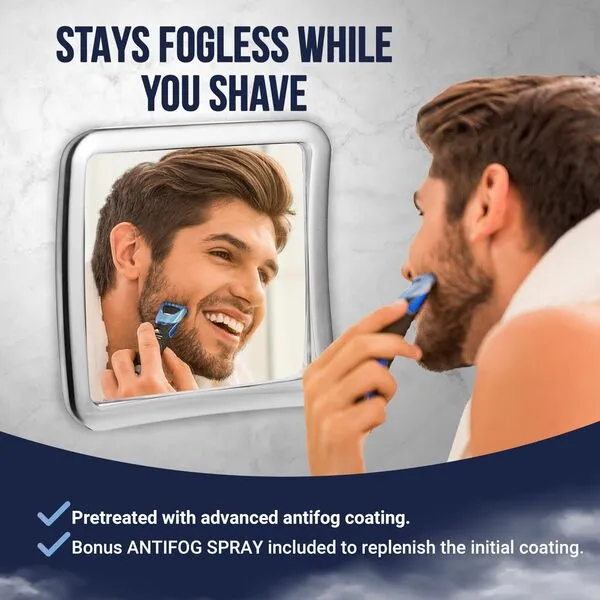 MIRRORVANA Fogless Shower Mirror for Shaving with Upgraded Suction, Anti Fog Shatterproof Surface and 360° Swivel, No Magnification, 6.3