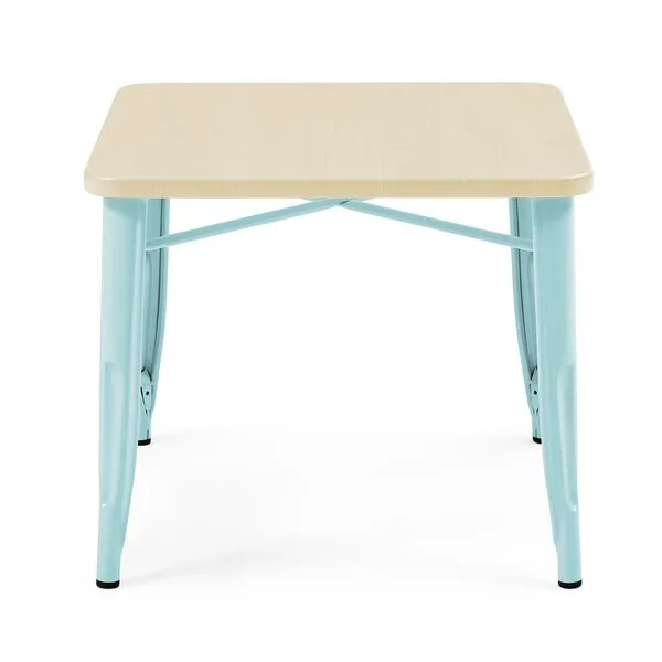 Delta Children Bistro Kids Play Table - Ideal for Arts & Crafts, Snack Time, Homeschooling, Homework & More, Aqua Metal/Natural Birch