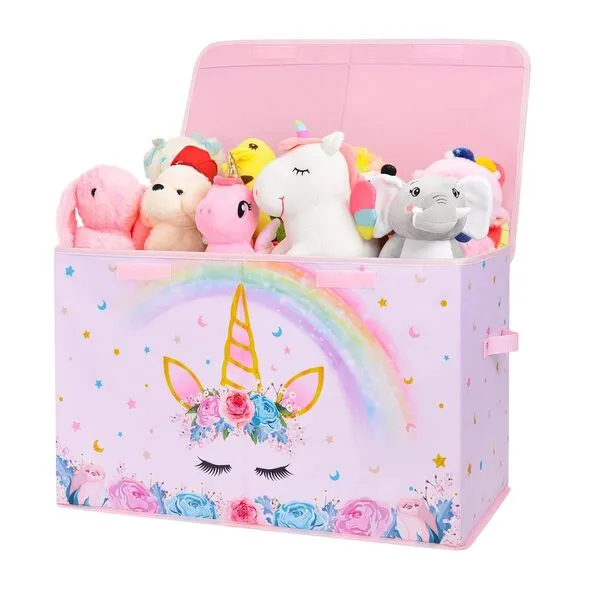 WERNNSAI Unicorn Toy Box - Collapsible Oxford Storage Bin with Handles 25