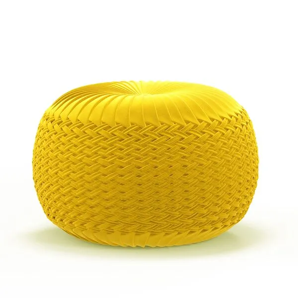 SIMPLIHOME Grafton 20 Inch Transitional Round Pouf in Golden Yellow Velvet Fabric, For the Living Room, Bedroom and Kids Room