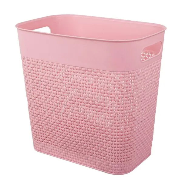UUJOLY Plastic Trash Can Wastebasket, Garbage Container Basket for Bathrooms, Kitchens, Offices, Kids Rooms (Pink, 3 Gallon), 1 Pack