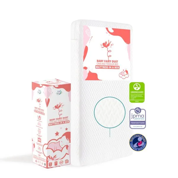 Dream On Me Baby Fairy 5” Foam Crib & Toddler Bed Mattress in a Box, White I Greenguard Gold Certified I JPMA Certified