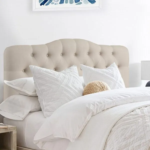 Rosevera Givanna Adjustable Heigh Headboard Upholstery and Button Tufting for Bedroom, Queen, Natural Linen