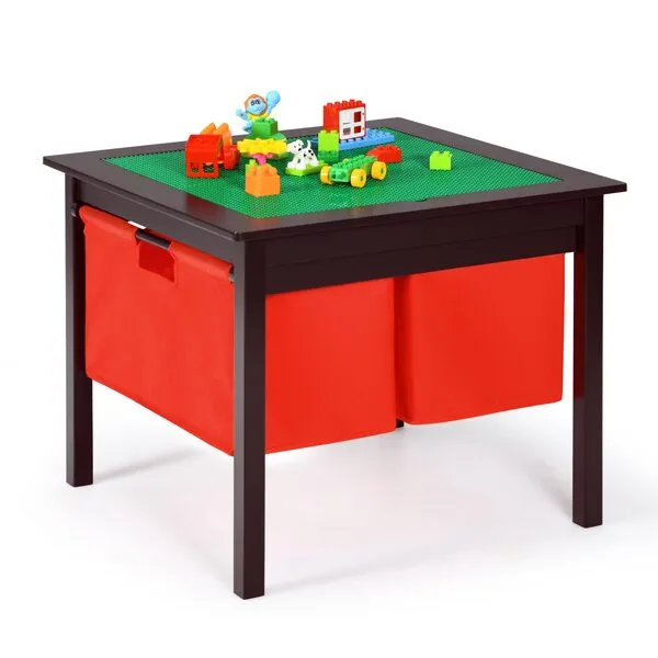 Costzon Kids Table, Children Wooden Activity Table w/Storage Drawers, 2 in 1 Building Block Tabletop for Arts, Crafts, Reading, Preschool, Nursery, Kindergarten, Toddler Table (Espresso)