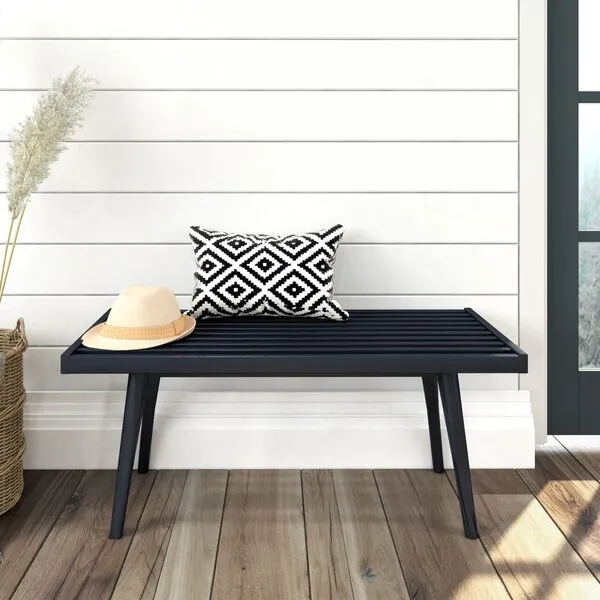 Plank+Beam Entryway Bench, Wooden End of Bed Bench for Bedroom, Mid-Century Modern Square Bench for Hallway, Living Room, Indoor, Porch, 41.25\